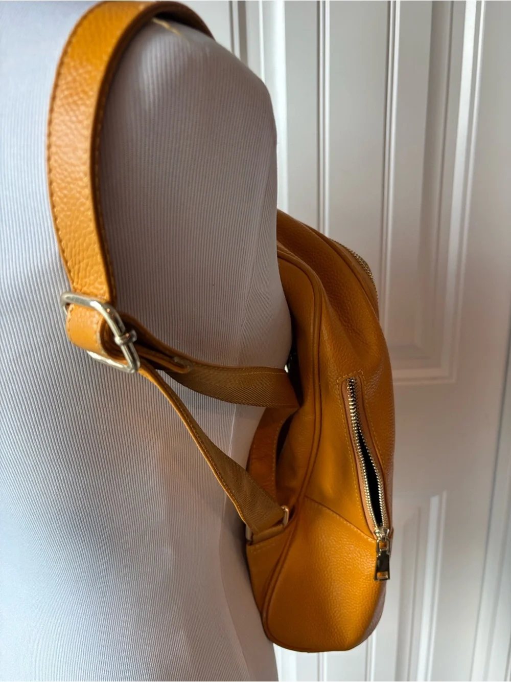 Leather Mustard Yellow Backpack